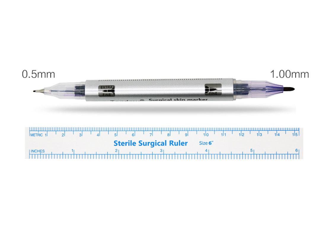 Surgical Skin Marker Pen / 1.0mm Fiber Nib Skin Marker Pen For Permanent Makeup Eyebrow