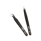 Straight Black 14cm Stainless Steel Eyelash Grafting Tweezers