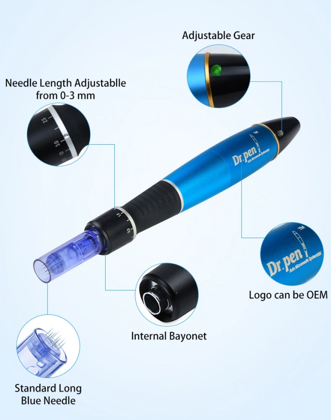 Wholesale Wireless Metal Blue Leather Scroll Pen A1 Permanent Makeup Tattoo Kit 2