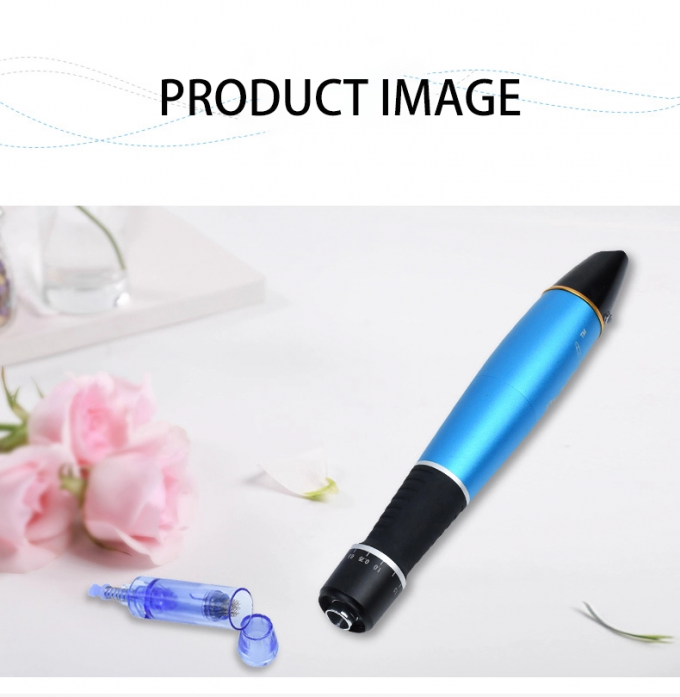 Wholesale Wireless Metal Blue Leather Scroll Pen A1 Permanent Makeup Tattoo Kit 6