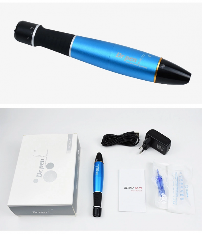 Wholesale Wireless Metal Blue Leather Scroll Pen A1 Permanent Makeup Tattoo Kit 8