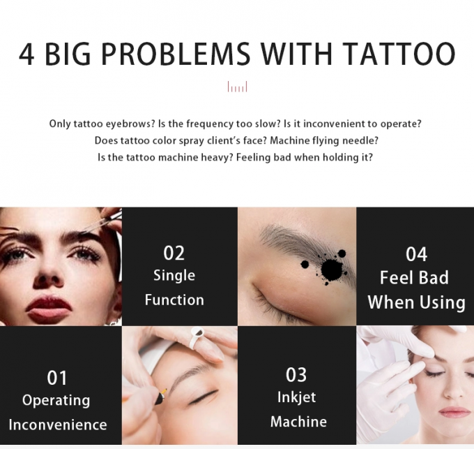 Black Wireless Digital Semi Permanent Makeup Machine Kit Tattoo Gun 4