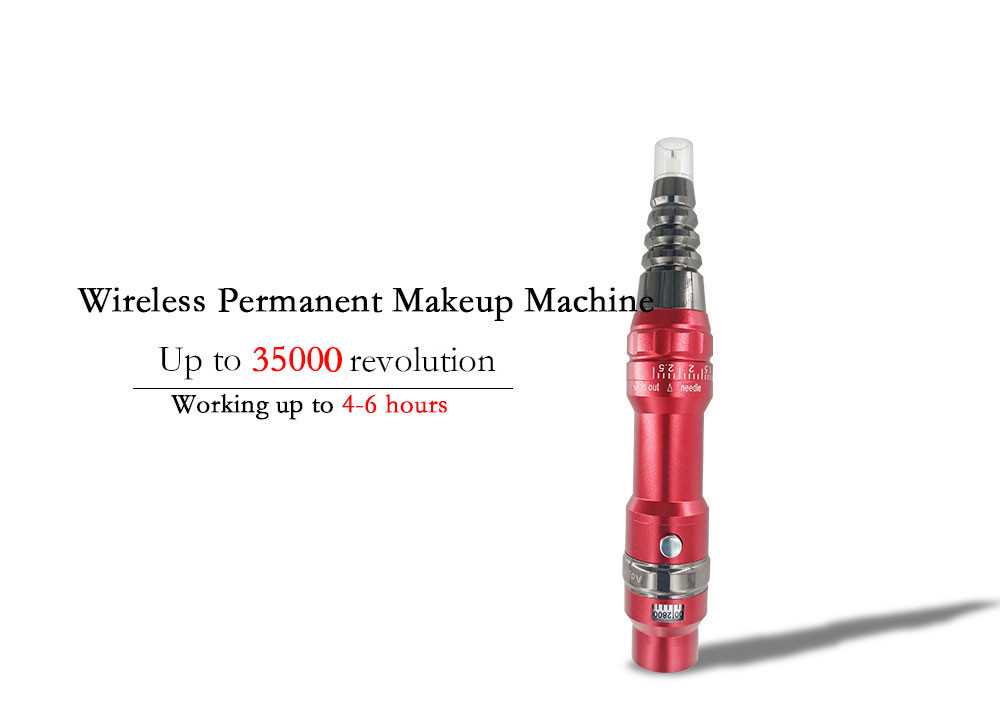 Red Permanent Makeup Tattoo Kit Electric Wireless Rechargeable Permanent Makeup Pen For Eyeline