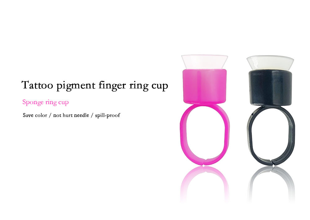 Pink Pigment Ink Cups Ring Disposable With Sponge For Permanent Makeup Tattoo Machine