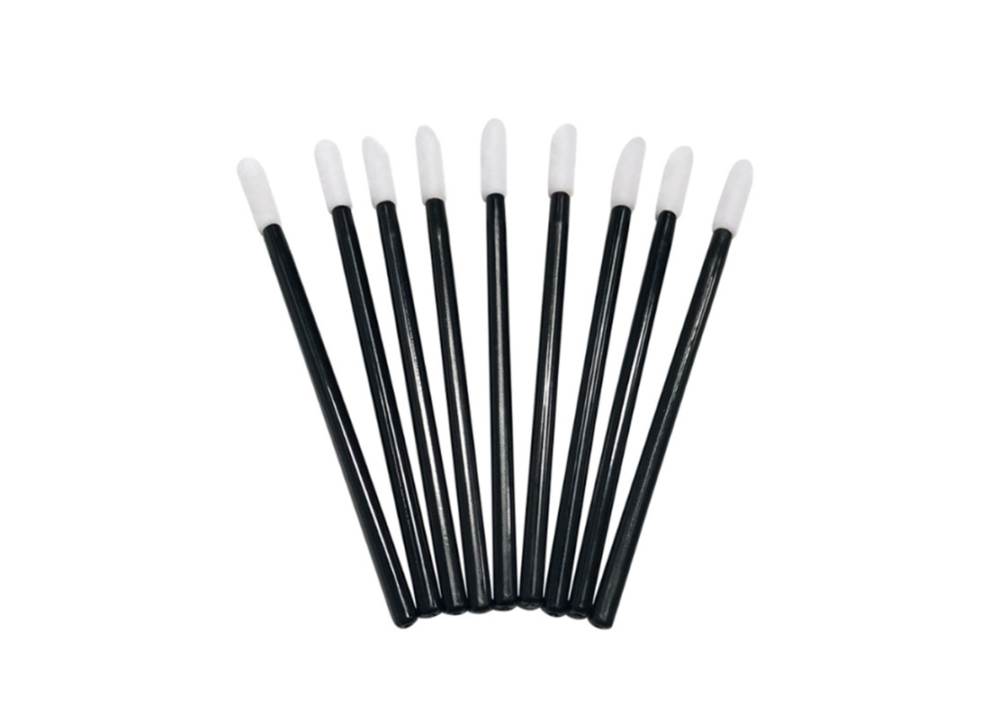Nylon Synthetics Fiber Makeup Disposable Lip Brush 50pcs Black Color
