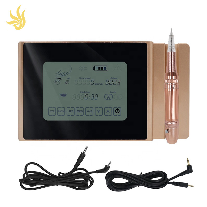 Gold Color Wireless Permanent Makeup Tattoo Kit With LCD Screen