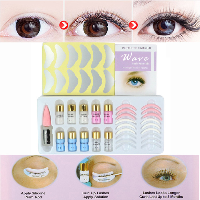 14.3*12.7*2.5 Cm Pink  Highly Professional Permanent Eyelash Perm Curl Kit With 4 Perming Solution 1