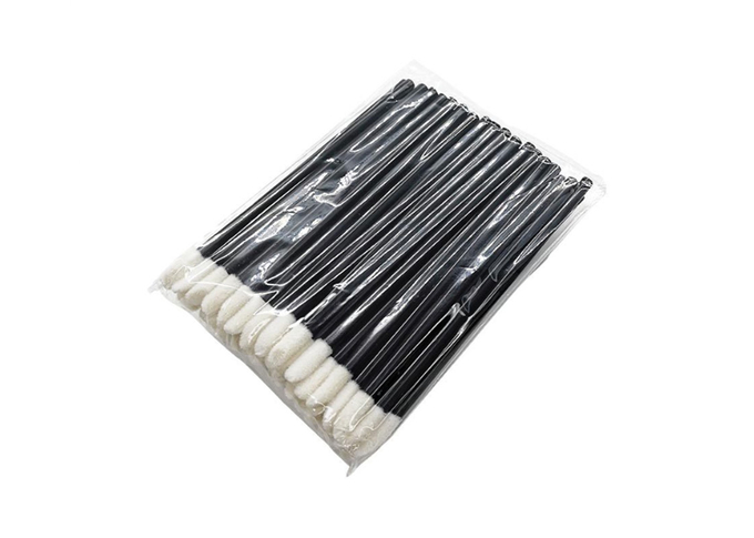 Nylon Synthetics Fiber Makeup Disposable Lip Brush 50pcs Black Color 2
